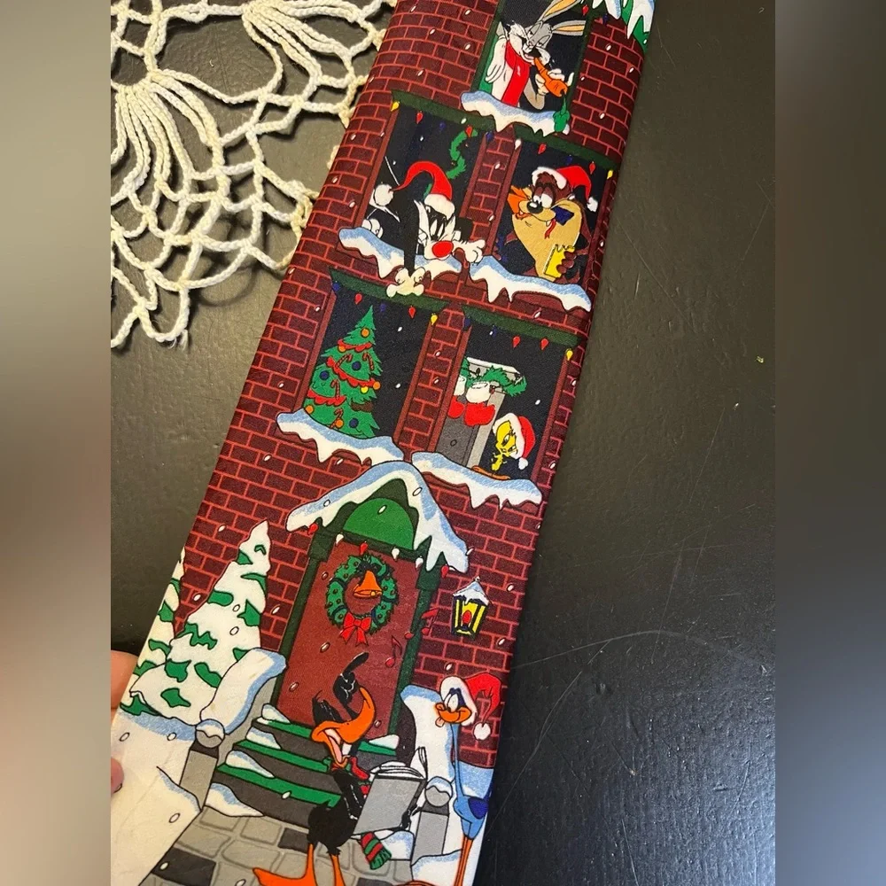 Looney Tunes Mania Vintage 90s Christmas Bugs Bunny Daffy Duck Neck Tie See Dets